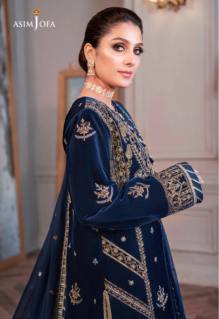 WINTER-3PC VELVET EMBROIDERED SHIRT WITH CHIFFON EMBROIDERED DUPATTA & TROUSER-4311