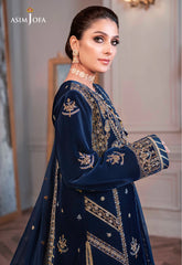 WINTER-3PC VELVET EMBROIDERED SHIRT WITH CHIFFON EMBROIDERED DUPATTA & TROUSER-4311