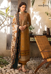 WINTER-3PC DHANAK EMBROIDERED SHIRT WITH COURTRAI PRINTED SHAWL & TROUSR-ADR-3135