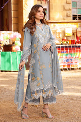 ANEELAS-3PC LAWN EMBROIDERED SHIRT WITH CHIFFON EMBROIDRED DUPATTA & EMB TROUSER-4790