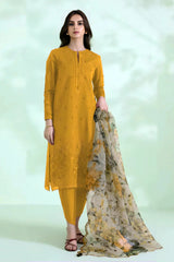 WINTER-3PC DHANAK EMBROIDERED SHIRT WITH COURTRAI PRINTED SHAWL AND TROUSER-4048