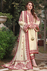 WINTER-3PC DHANAK EMBROIDERED SHIRT WITH DHANAK EMBROIDERED SHAWL & TROUSER-4304