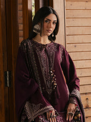 WINTER-3PC DHANAK EMBROIDERED SHIRT WITH COUTRAI PRINTED SHAWL AND TROUSER-5324