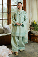 SUMMER-3PC LAWN EMBROIDERED SHIRT WITH CHIFFON PRINTED DUPATTA AND EMB TROUSER-4641