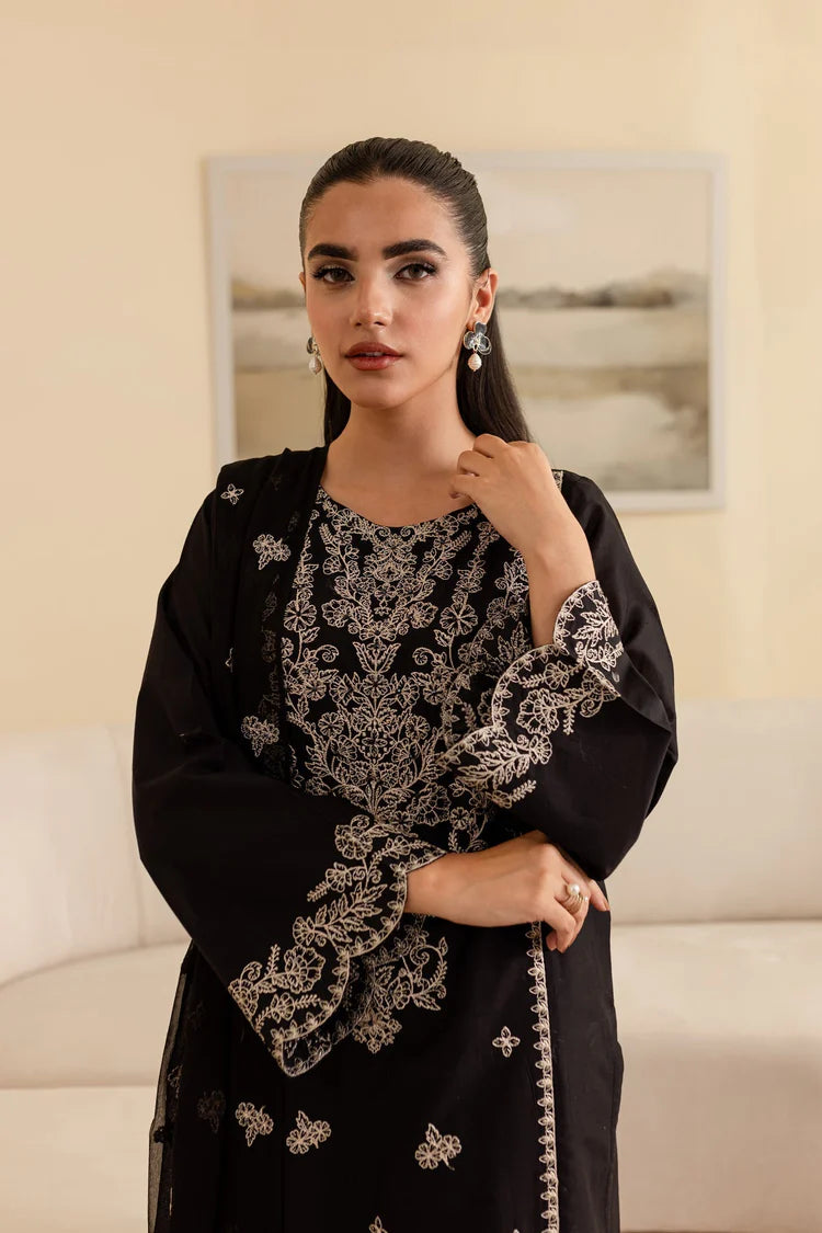 WINTER-3PC DHANAK EMBROIDERED SHIRT WITH CHIFFON EMBROIDERED DUPATTA & EMB TROUSER-4193
