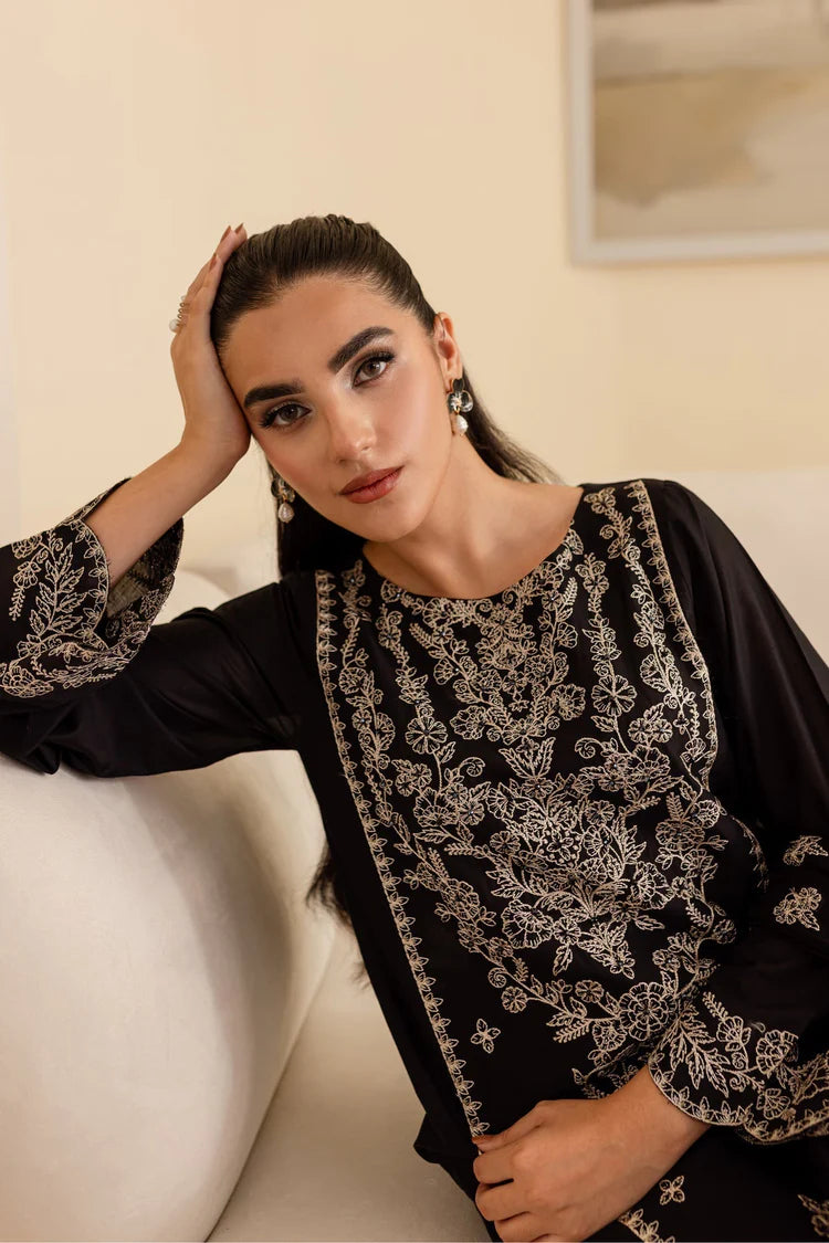 WINTER-3PC DHANAK EMBROIDERED SHIRT WITH CHIFFON EMBROIDERED DUPATTA & EMB TROUSER-4193