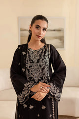 WINTER-3PC DHANAK EMBROIDERED SHIRT WITH CHIFFON EMBROIDERED DUPATTA & EMB TROUSER-4193