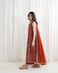 WINTER-3PC DHANAK EMBROIDERED SHIRT WITH DHANAK EMBROIDERED SHAWL AND EMB TROUSER-5089