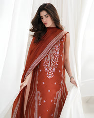 WINTER-3PC DHANAK EMBROIDERED SHIRT WITH DHANAK EMBROIDERED SHAWL AND EMB TROUSER-5089