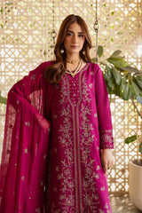 SUMMER-3PIECE LAWN SEQUIN EMBROIDERED SHIRT WITH CHIFFON EMBROIDERED DUPATTA AND TROUSER-4867