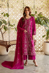 SUMMER-3PIECE LAWN SEQUIN EMBROIDERED SHIRT WITH CHIFFON EMBROIDERED DUPATTA AND TROUSER-4867