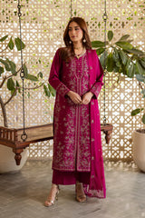 SUMMER-3PIECE LAWN SEQUIN EMBROIDERED SHIRT WITH CHIFFON EMBROIDERED DUPATTA AND TROUSER-4867