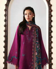 WINTER -3PC DHANAK EMBROIDERED SHIRT WITH WOOL PRINT SHAWL AND TROUSER-5175