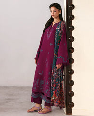 WINTER -3PC DHANAK EMBROIDERED SHIRT WITH WOOL PRINT SHAWL AND TROUSER-5175