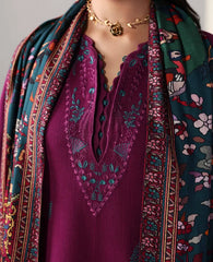 WINTER -3PC DHANAK EMBROIDERED SHIRT WITH WOOL PRINT SHAWL AND TROUSER-5175