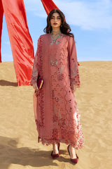 WINTER-3PC DHANAK CHIKAAN EMBROIDERED SHIRT WITH DHANAK EMBROIDERED SHAWL AND TROUSER-5113