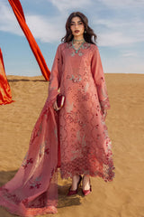 WINTER-3PC DHANAK CHIKAAN EMBROIDERED SHIRT WITH DHANAK EMBROIDERED SHAWL AND TROUSER-5113