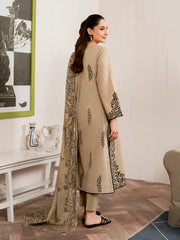 WINTER-3PC DHANAK EMBROIDERED SHIRT WITH COUTURE PRINT SHAWL AND TROUSER-4108