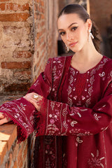 WINTER-3PC KARANDI EMBROIDERED SHIRT WITH KARANDI EMBROIDERED SHAWL & TROUSER-4306
