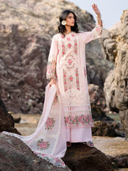 SUMMER-3PC LAWN LASER WORK EMBROIDERED SHIRT WITH KHAADI NET EMBROIDERED DUPATTA AND TROUSER-4762