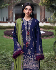 WINTER-3PC KARANDI EMBROIDERED SHIRT WITH KARANDI EMB SHAWL & TROUSER-5246