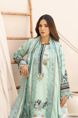 WINTER-3PC KARANDI PRINTED EMBROIDERED SHIRT WITH KARANDI PRINTED EMB SHAWL & PRINTED TROUSER-