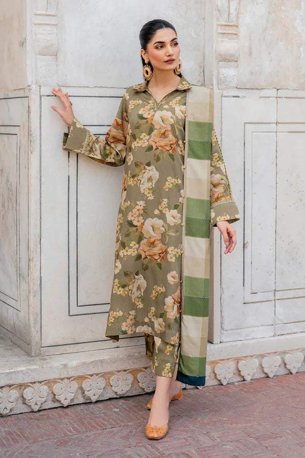 WINTER-3PC KARANDI PRINTED SHIRT WITH KARANDI PRINTED DUPATTA AND TROUSER-2579