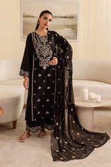 WINTER-3PC DHANAK EMBROIDERED SHIRT WITH CHIFFON EMBROIDERED DUPATTA & EMB TROUSER-4193