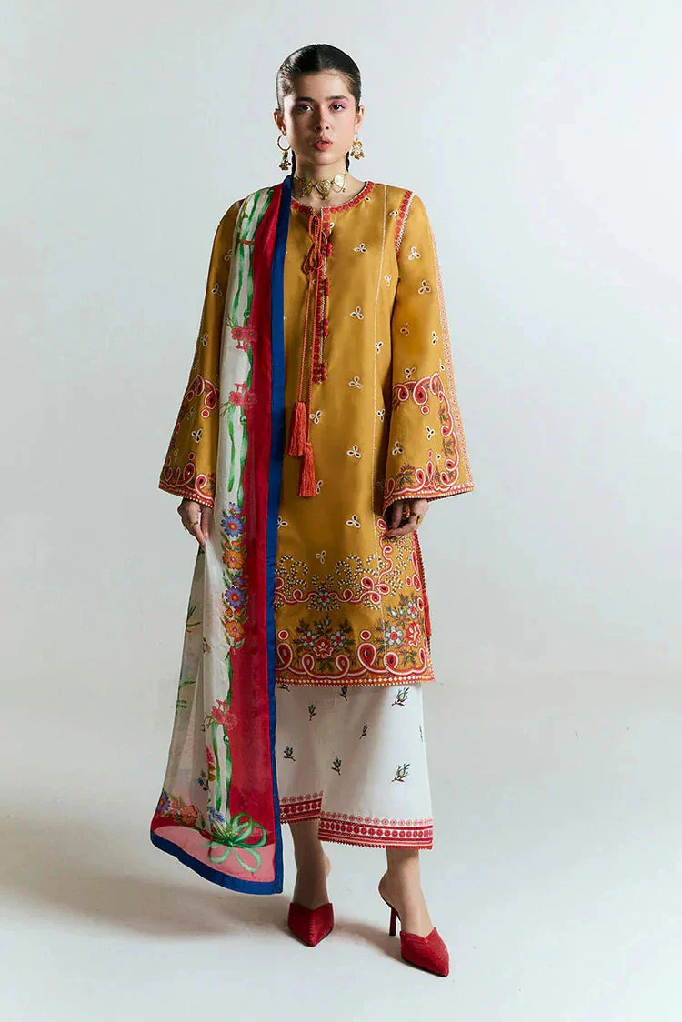 SUMMER- 3PC LAWN HEAVY EMBROIDERED SHIRT WITH MONARK PRINTED DUPATTA AND EMB TROUSER-3799