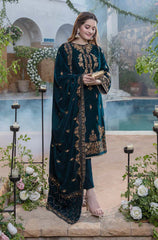 WINTER- 3PC Velvet Heavy Embroidered Shirt With Velvet Heavy Embroidered Shawl -D.9-9000-MICRO
