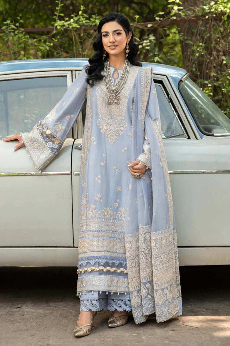 SUMMER-3PC LAWN EMBROIDERED SHIRT WITH ORGANZA EMBROIDERED DUPATTA AND TROUSER -4710