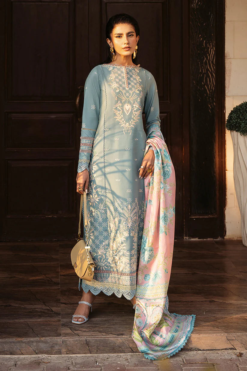 WINTER-3PC DHANAK SEQUENCE EMBROIDERED SHIRT WITH COUTRAI PRINTED SHAWL & DHANAK TOUSER-4122