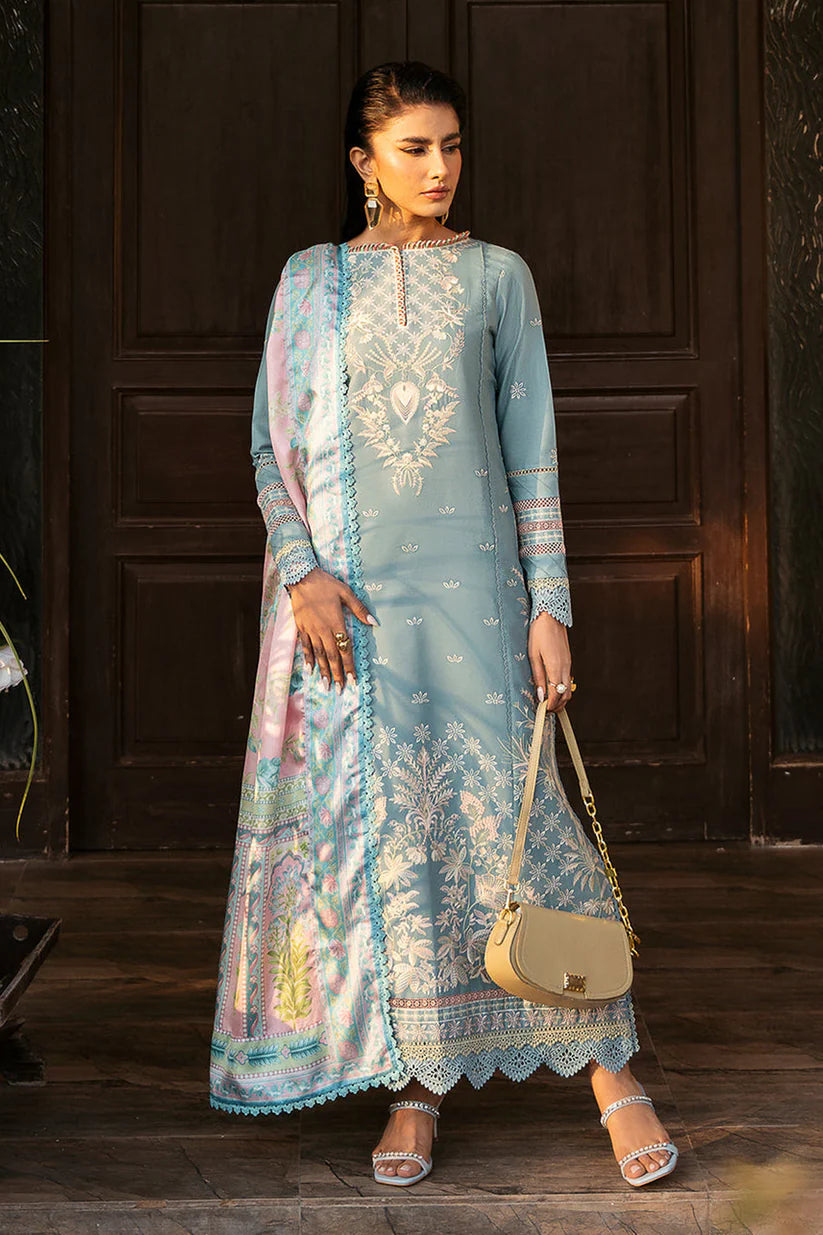WINTER-3PC DHANAK SEQUENCE EMBROIDERED SHIRT WITH COUTRAI PRINTED SHAWL & DHANAK TOUSER-4122