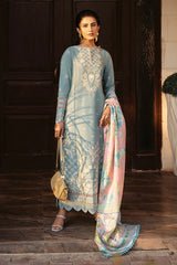 WINTER-3PC DHANAK SEQUENCE EMBROIDERED SHIRT WITH COUTRAI PRINTED SHAWL & DHANAK TOUSER-4122