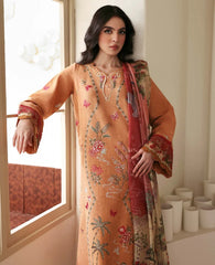 WINTER-3PC KARANDI EMBROIDERED SHIRT WITH COUTRAI PRINTED SHAWL AND TROUSER-5247