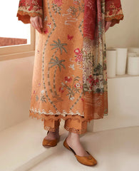 WINTER-3PC KARANDI EMBROIDERED SHIRT WITH COUTRAI PRINTED SHAWL AND TROUSER-5247