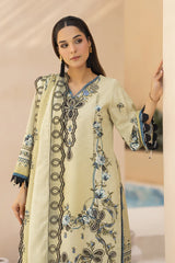 WINTER-3PC KARANDI PRINTED EMBROIDERED SHIRT WITH KARANDI PRINTED EMB SHAWL & PRINTED TROUSER-