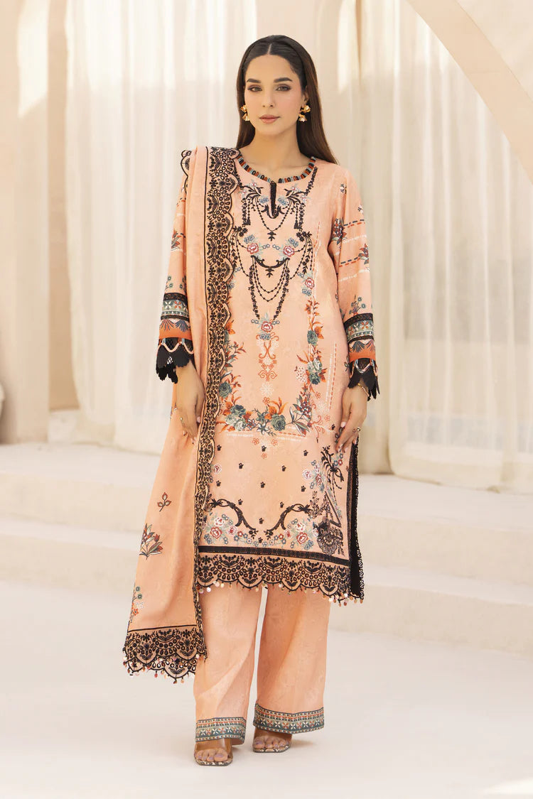 WINTER-3PC KARANDI PRINTED EMBROIDERED SHIRT WITH KARANDI PRINTED EMB SHAWL & PRINTED TROUSER-