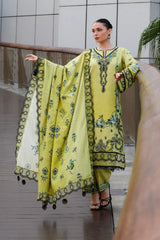 WINTER-3PC KARANDI PRINTED EMBROIDERED SHIRT WITH KARANDI PRINTED EMB SHAWL & PRINTED TROUSER-
