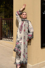 WINTER-3PC KARANDI PRINTED EMBROIDERED SHIRT WITH KARANDI PRINTED EMB SHAWL & PRINTED TROUSER-