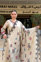 WINTER-3PC KARANDI PRINTED EMBROIDERED SHIRT WITH KARANDI PRINTED EMB SHAWL & PRINTED TROUSER-