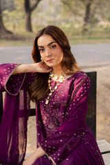 BATIK-3PC DHANAK EMBROIDERED SHIRT WITH CHIFFON EMBROIDERED DUPATTA AND EMB TROUSER-BIC-5068