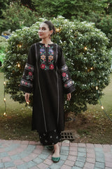 WINTER-2PC DHANAK EMBROIDERED SHIRT WITH DHANAK EMB TROUSER-3327