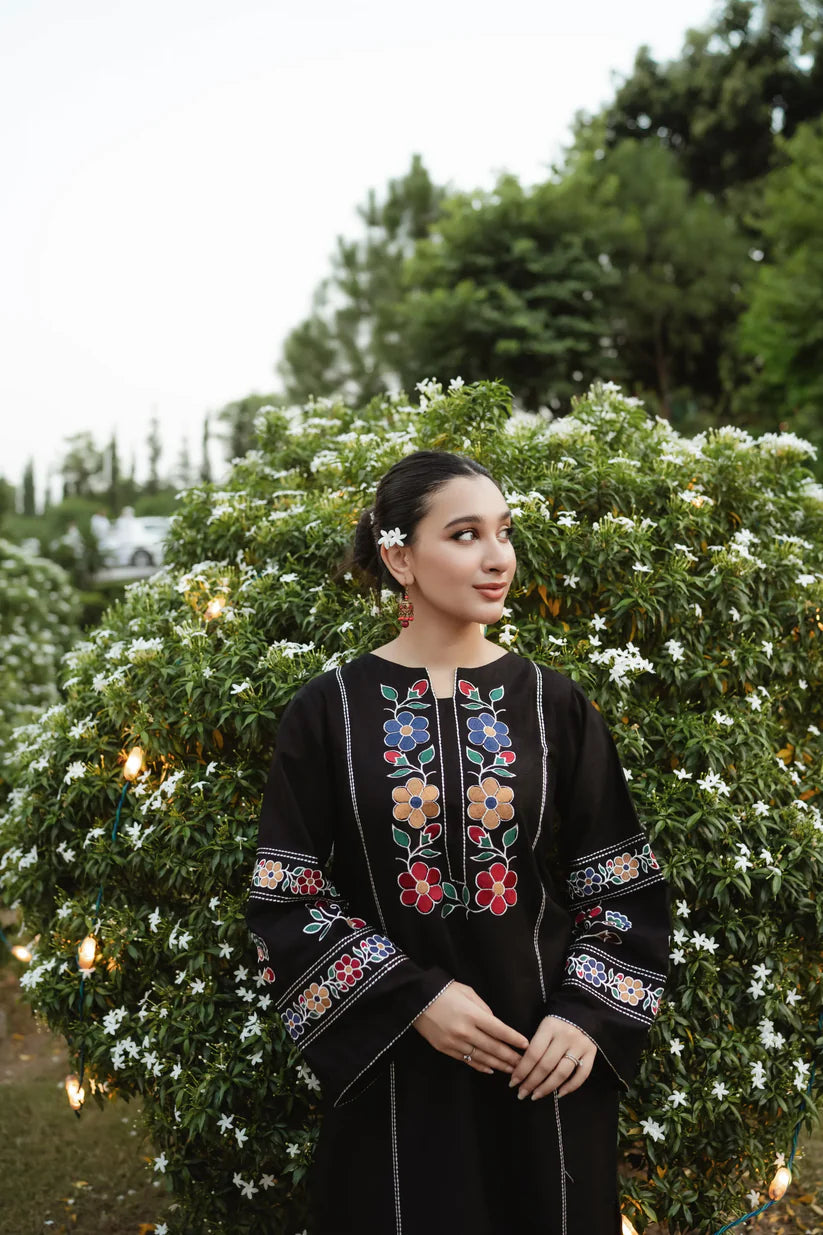 WINTER-2PC DHANAK EMBROIDERED SHIRT WITH DHANAK EMB TROUSER-3327