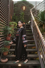 WINTER-2PC DHANAK EMBROIDERED SHIRT WITH DHANAK EMB TROUSER-3327