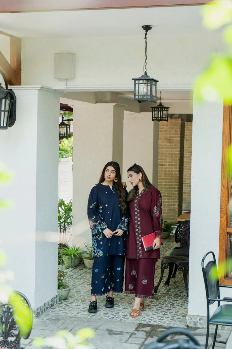 WINTER-2PC DHANAK EMBROIDERED SHIRT WITH DHANAK EMBROIDRED TROUSER-136