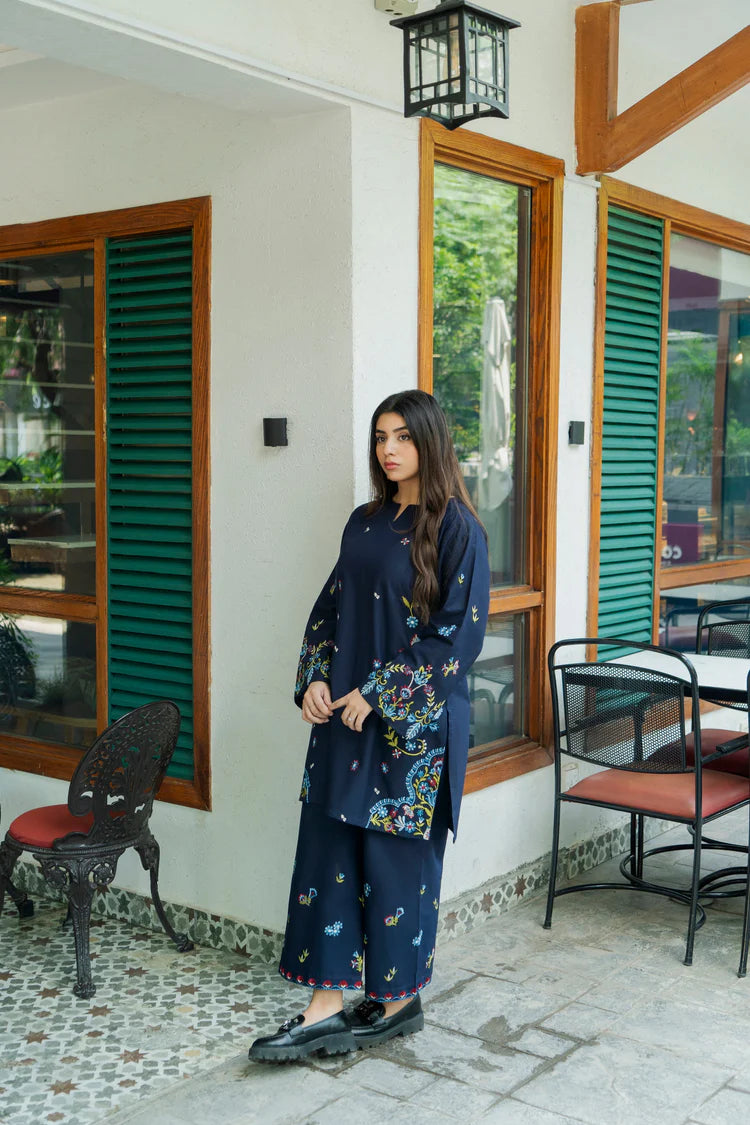 WINTER-2PC DHANAK EMBROIDERED SHIRT WITH DHANAK EMBROIDRED TROUSER-136