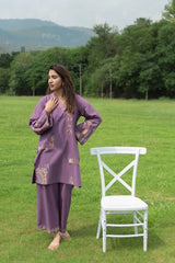 WINTER-2PIECE DHANAK EMBROIDERED SHIRT WITH DHANAK EMB TROUSER-15058