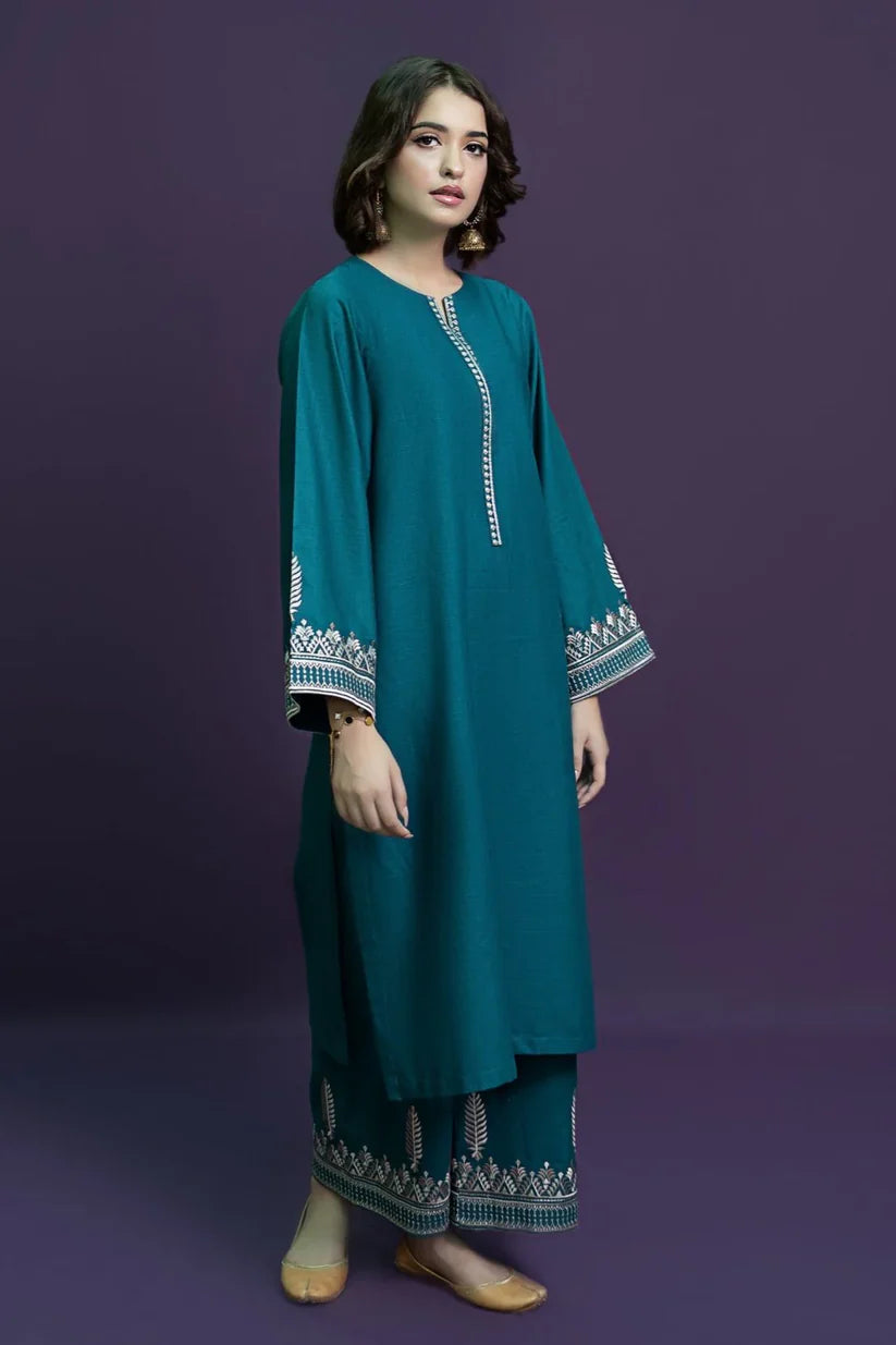 WINTER-2PC DHANAK EMBROIDRED SHIRT WITH AND EMBROIDRED TROUSER-ADR-113
