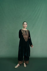 WINTER- 2PC Velvet Heavy Embroidered Shirt With Velvet Heavy Embroidered Trouser -D20